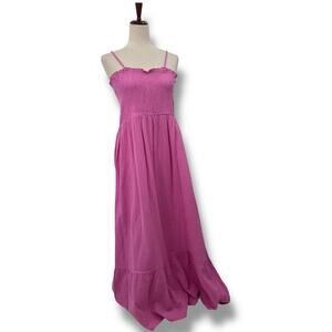 NEW Raviya Pink Maxi Dress Large Cotton Coverup Smocked Beach
